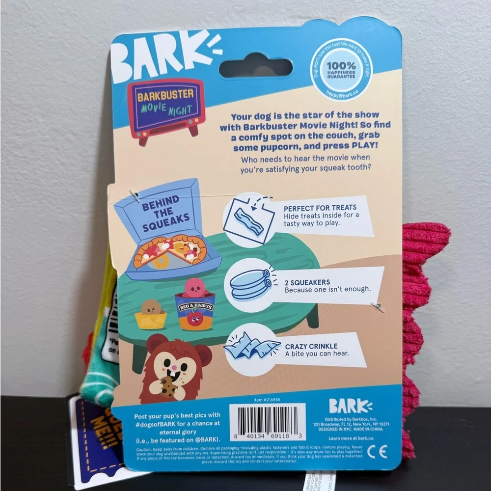 BARK Barkbuster Movie Night SQUEAKISH FISH Hide &‎ Seek Treats Crinkle | NWT
